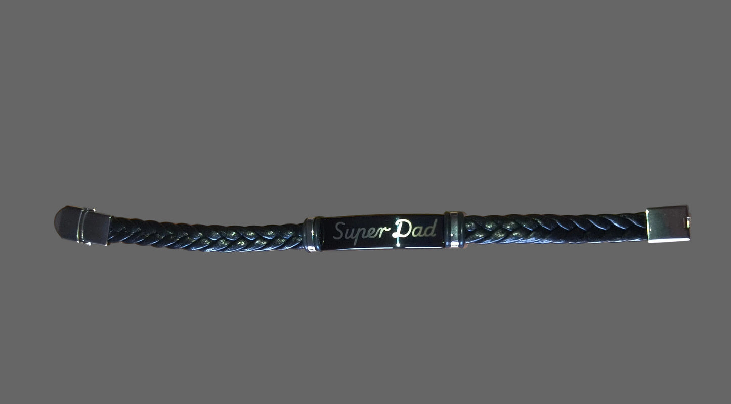 Lederarmband mit Gravur "Super Dad" | Geschenk zum Vatertag