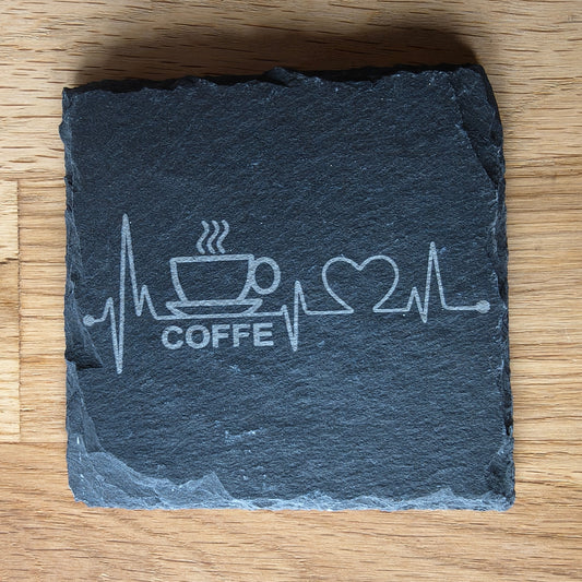 B-Ware- Schieferuntersetzer Coffee