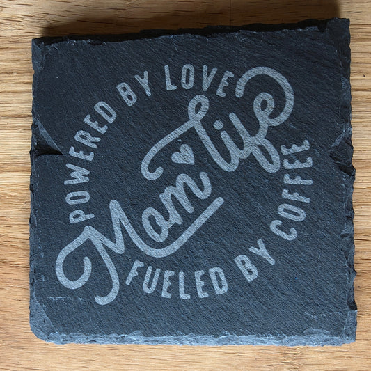 Schieferuntersetzer "Mom Life"| Lasergravur | Muttertag